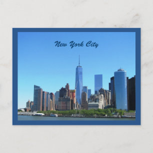 Lower Manhattan Skyline in Blue Postcard Postkarte