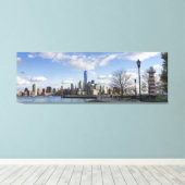 Lower Manhattan Skyline mit Lighthouse Triptych Leinwanddruck (Insitu (Holzboden))