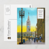 Lower Market Street mit Ferry Tower Postkarte (Vorne/Hinten)