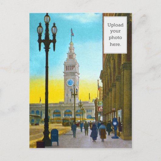 Lower Market Street mit Ferry Tower Postkarte (Vorderseite)