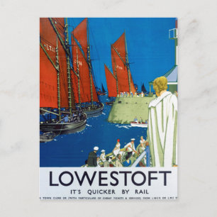 Lowestoft Vintage Bahnwerbung Poster UK Postkarte