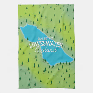 Loweswater-See, Lake District, Reisekarte. Geschirrtuch