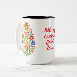 Lowicz Blütenwappen Zweifarbige Tasse