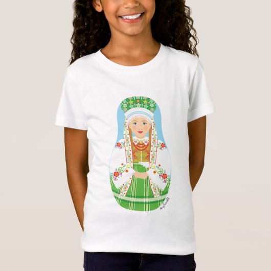 Łowicz Pole Bride Matryoshka Girls' T-Shirt (Vorderseite)