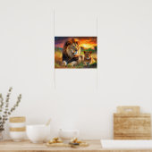 Löwin mit Jungtier Poster (Küche)