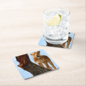 Löwin Rechteckiger Pappuntersetzer (Vor Ort)