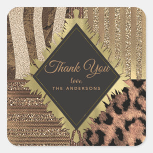 Löwin Safari Chic Dschungel Glamour Modernes Gastg Quadratischer Aufkleber