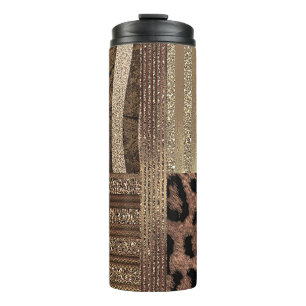 Löwin Safari Chic Dschungel Gold Modern Glanz Thermosbecher