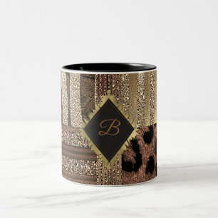 Löwin Safari Chic Dschungel Gold Moderne Funkeln Zweifarbige Tasse