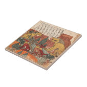 Löwin-Sohn Indische Renaissance-Fabel Fliese (Seite)