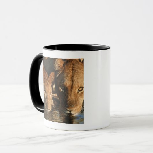 Löwin u. CUB (Panthera Löwe) Tasse (Vorderseite Links)