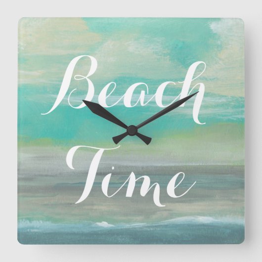 Lowland Beach I Quadratische Wanduhr (Vorderseite)