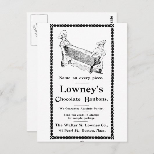 Lowney's Chocolate Bonbons Postkarte (Vorne/Hinten)