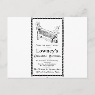 Lowney's Chocolate Bonbons Postkarte