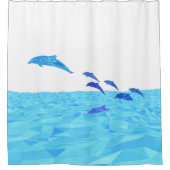 Lowpolen-Delphine springen aus dem Ozean Duschvorhang (Vorderseite)