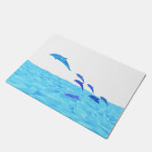 Lowpolen-Delphine springen aus dem Ozean Fußmatte (Schrägansicht)