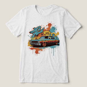 Lowrider aus den 1960ern im Graffiti-Feuer-Wandkun Tri-Blend Shirt