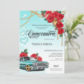 Lowrider Chola Rote Rose Quinceanera Einladung (Stehend Vorderseite)