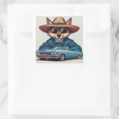 Lowrider Fuchs Quadratischer Aufkleber (Tasche)