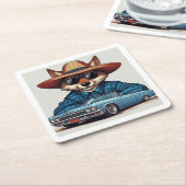 Lowrider Fuchs Rechteckiger Pappuntersetzer (angewinkelt)