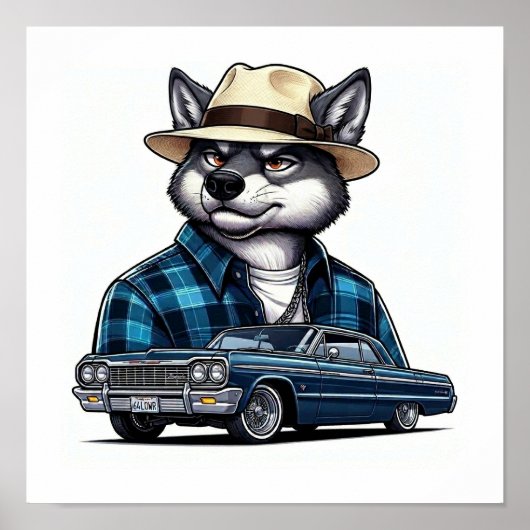 Lowrider Wolf Poster (Vorne)