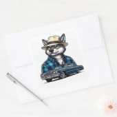 Lowrider Wolf Quadratischer Aufkleber (Umschlag)