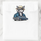 Lowrider Wolf Quadratischer Aufkleber (Tasche)