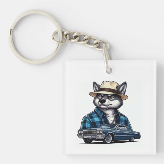 Lowrider Wolf Schlüsselanhänger (Vorderseite)