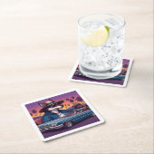 Lowrider Wolfy Rechteckiger Pappuntersetzer (Vor Ort)