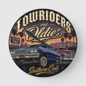 Lowriders und Oldies Runde Wanduhr (Vorderseite)