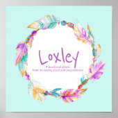 Loxley Feather Perlen Kranz Name bedeutet Plakat (Vorne)