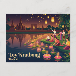 Loy Krathong Festival, Thailand Postkarte