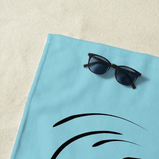 Loyal Black Line Art Frauengesicht Digital Handraw Strandtuch (Beispiel)