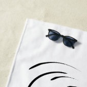 Loyal Black Line Art Frauengesicht Digital Handraw Strandtuch (Beispiel)