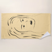 Loyal Black Line Art Frauengesicht Digital Handraw Strandtuch (Vorderseite)