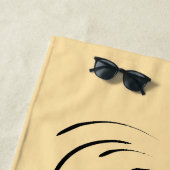 Loyal Black Line Art Frauengesicht Digital Handraw Strandtuch (Beispiel)