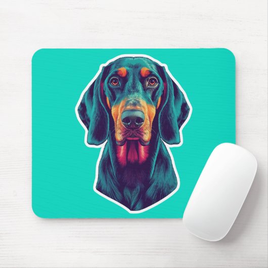 Loyal Glow - Lebhafter Bluetick Coonhound Pop Art Mousepad (Mit Mouse)