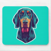 Loyal Glow - Lebhafter Bluetick Coonhound Pop Art Mousepad (Vorne)