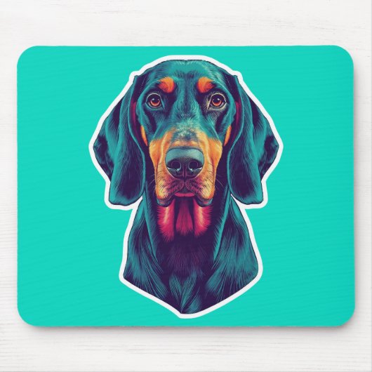 Loyal Glow - Lebhafter Bluetick Coonhound Pop Art Mousepad (Vorne)