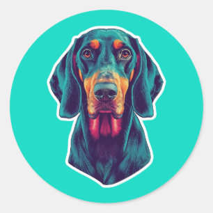 Loyal Glow - Lebhafter Bluetick Coonhound Pop Art Runder Aufkleber