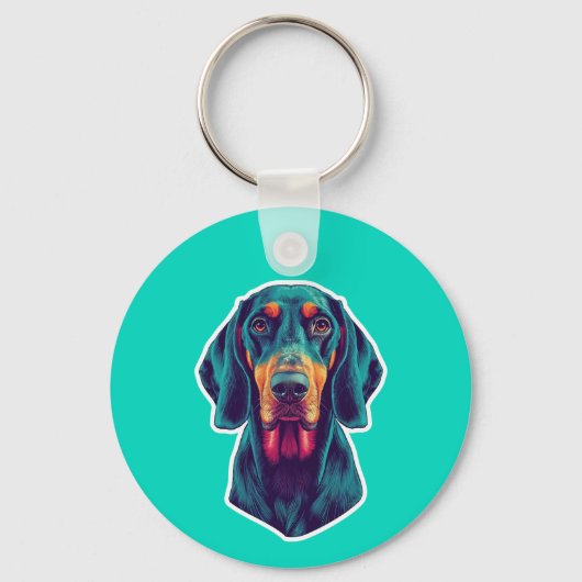 Loyal Glow - Lebhafter Bluetick Coonhound Pop Art Schlüsselanhänger (Vorderseite)