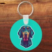 Loyal Glow - Lebhafter Bluetick Coonhound Pop Art Schlüsselanhänger (Vorderseite)