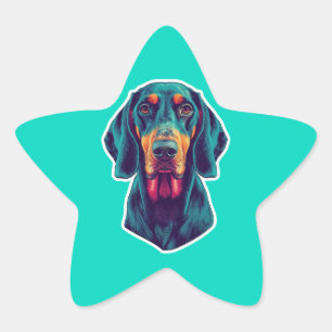 Loyal Glow - Lebhafter Bluetick Coonhound Pop Art Stern-Aufkleber