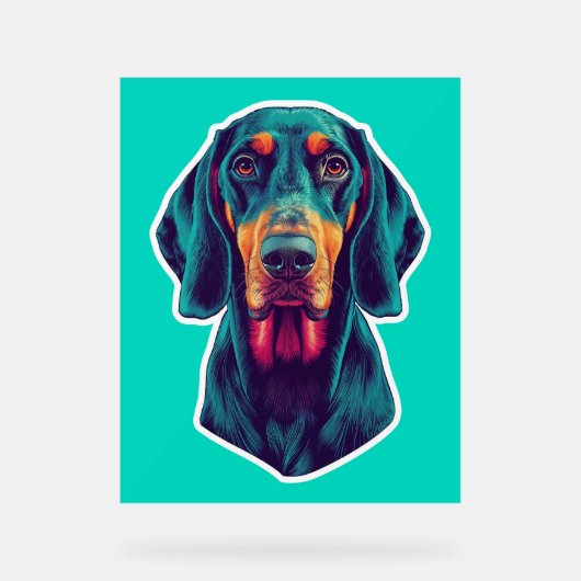 Loyal Glow – Vibrant Bluetick Coonhound Pop Art Acrylschild (Vorderseite)