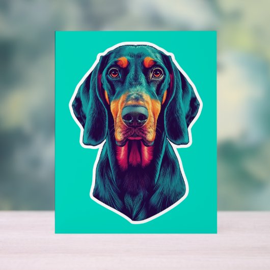 Loyal Glow – Vibrant Bluetick Coonhound Pop Art Acrylschild (Neutral)