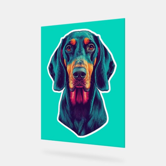 Loyal Glow – Vibrant Bluetick Coonhound Pop Art Acrylschild (Winkel)