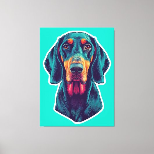 Loyal Glow – Vibrant Bluetick Coonhound Pop Art Leinwanddruck (Vorderseite)