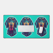 Loyal Glow – Vibrant Bluetick Coonhound Pop Art Schreibtischunterlage (Tastatur & Maus)