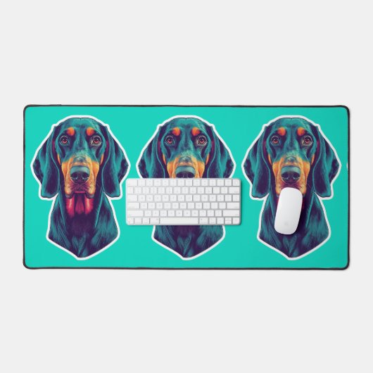 Loyal Glow – Vibrant Bluetick Coonhound Pop Art Schreibtischunterlage (Tastatur & Maus)