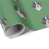 Loyal Green Saint Bernard Illustration Geschenkpapier (Rolleneckpunkt)